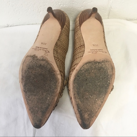 OSCAR DE LA RENTA • Embellished Rafia Pumps - Picture 11 of 12